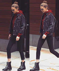 Botas de combate Outfit, Street fashion y Formal wear: blogger de moda,  gigi hadid,  Atuendos Con Botas  