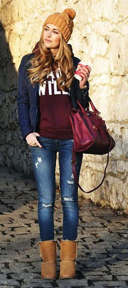 Outfits con botas bearpaw, Ropa casual: trajes de invierno,  Atuendos Con Botas,  Atuendos Informales,  Atuendos Con Botas Ugg  