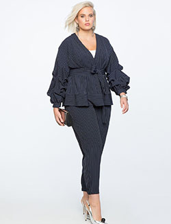 Encantador atuendo formal para mujeres gorditas: Traje de oficina,  Traje de trabajo de verano,  Traje de trabajo informal de verano  