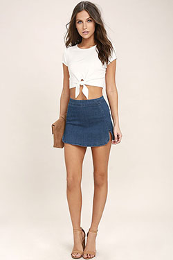 Excelente estilo para costura heidi, Crop top: traje de mameluco,  top corto,  Traje De Mini Falda  