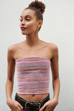 Top de tubo brillante de Urban Outfitters: top corto,  Camisa sin mangas,  Parte superior del tubo,  Proveedores de Urban Outfitters,  Traje de tops de tubo  