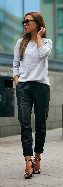 Ideas de atuendos de joggers de cuero, Ropa casual: Accesorio de moda,  Atuendos Informales,  Atuendo De Joggers  
