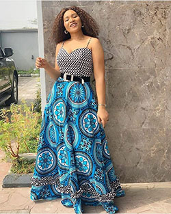 Hermoso vestido largo azul Shweshwe para damas: Vestidos Shweshwe,  Ideas de vestidos shweshwe  