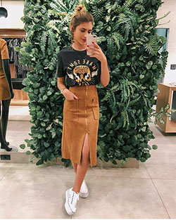 Ideas de atuendo casual, falda de mezclilla: Atuendos Informales,  Falda de mezclilla  