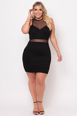 Vestido de contraste de malla sin mangas de talla grande – Negro | Ideas de atuendos de verano 2020: Ideas de atuendos,  Negro,  trajes de verano,  Ideas de vestidos  
