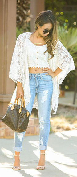Conjunto de kimono de encaje blanco, Blog de moda: blogger de moda,  trajes de kimono  