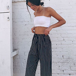 Pantalón fluido brandy melville: top corto,  brandy Melville,  Pantalones capri,  Atuendos Informales,  Traje de tops de tubo  
