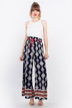 Bonitos pantalones palazzo de cintura alta para niñas PANTALONES TULUM PALAZZO: Atuendos Informales,  Trajes de primavera,  Ideas elegantes del palacio,  moda palazzo,  Conjunto de pantalones palazzo,  palazzo y tops  