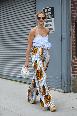 Elegante vestido palazzo de moda para salir de noche El estilo callejero más auténticamente inspirador de Nueva York: Trajes de primavera,  lindo palacio,  Palacio para discotecas,  palazzo y top corto,  palazzo y tops,  Palacio para fiestas  