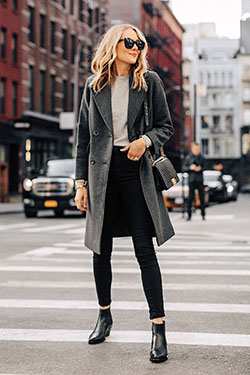 Color outfit ideas 2020 everlane rewool overcoat slim fit pants, street fashion: cuello polo,  Estilo callejero,  vestidos de invierno con clase,  Pantalones ajustados  