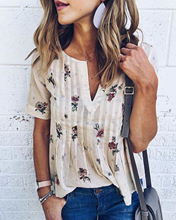Ideas de atuendo aretes de cuero casuales, ropa casual, cabello largo, camiseta: trajes de verano,  Pelo largo,  Traje de camiseta  