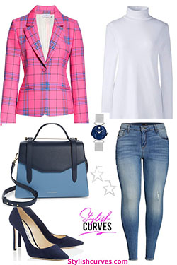 Traje de color blanco y rosa, debes probar con uniforme, blazer, tartán.: traje de talla grande,  Traje Blanco Y Rosa  