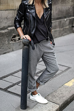 Chaqueta de cuero con zapatillas: chaqueta,  Chaqueta de cuero,  Ropa de deporte,  Atuendo De Joggers,  Saco,  Atuendo De Vaqueros,  Pantalones  