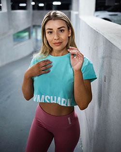 Ropa deportiva turquesa y rosa, sesión de fotos de moda, músculo corporal: Deportes de moda,  Traje Turquesa Y Rosa  