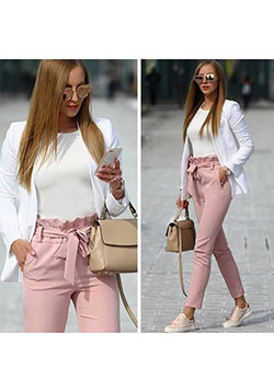 Outfits pantalón con lazo, casual wear, pajarita: Corbata de moño,  Trajes De Pantalón  
