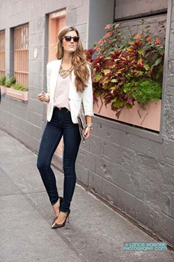 Ideas de atuendo con blazer blanco, casual de negocios, moda callejera, ropa informal, blazer rosa, ropa casual: Informal de negocios,  ropa informal,  Estilo callejero,  Atuendos Informales,  Moda con clase,  Chaqueta blanca,  Chaqueta de sport  