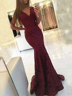 Mermaid maroon prom dresses, bridesmaid dress, spaghetti strap, wedding dress, fashion model, evening gown, formal wear: Wedding dress,  Evening gown,  Spaghetti strap,  Bridesmaid dress,  fashion model,  Prom Dresses,  Maroon Outfit,  Red Gown  