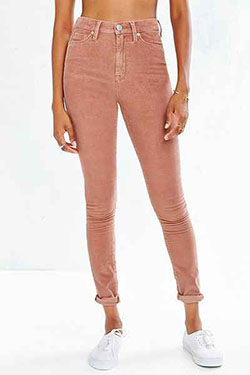 Pantalones de pana de tiro alto para mujer: Trajes De Pantalón De Pana  