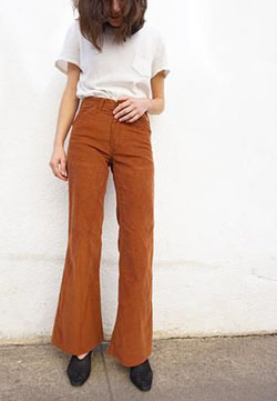 Outfit instagram pantalones de pana años 70, ropa vintage, pantalones campana: Ropa vintage,  Traje naranja y marrón,  Pantalones acampanados,  Trajes De Pantalón De Pana  