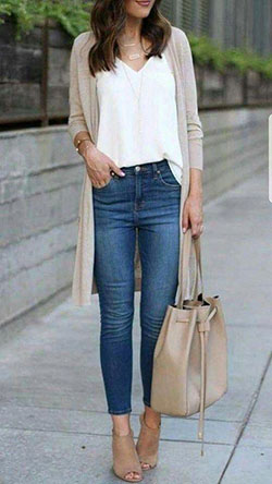 Traje de jeans casual de negocios pantalones ajustados, casual de negocios: Casual elegante,  Informal de negocios,  Estilo callejero,  Traje Beige Y Marrón,  Conjuntos de cárdigan 2020  