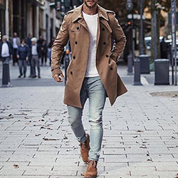 Hombres estilo gabardina, doble botonadura, moda callejera, ropa casual, gabardina, chaquetón, camiseta: gabardina,  Traje de camiseta,  chaquetón,  Estilo callejero,  Trajes de viaje,  Traje Marrón,  Trenca  