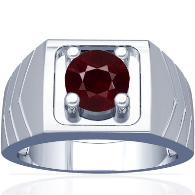 Statement Round Ruby Prong Set Ring for Him (4.68cts): 