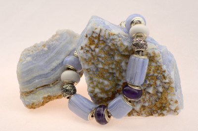 A Collection of Blue Lace Agate Jewelry: 