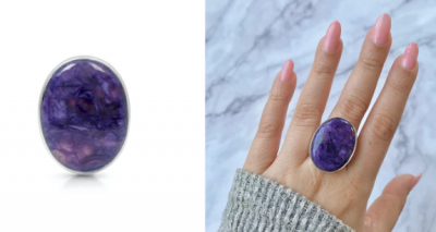 Unique Charoite Ring — Bold and Beautiful Statement: 