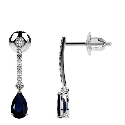 Luminous Blue Sapphire Dangle Earrings: 