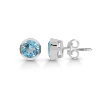 Dainty Blue Topaz Earrings: 