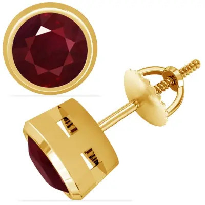Gorgeous Round Ruby Stud Earrings (3.30ctw): 