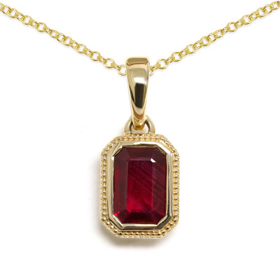 Shop Emerald Cut Ruby Solitaire Pendant: 