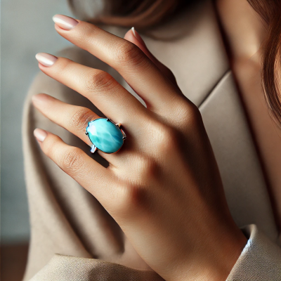 Larimar Ring: The Serenity of the Sea in a Stunning Gemstone: 