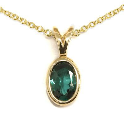 Oval Cut Real Alexandrite Necklace in Solitaire Style: 