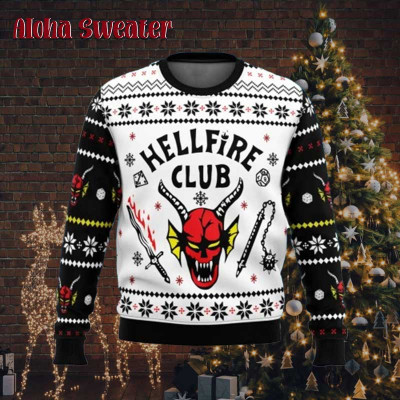 Hellfire Club Stranger Things Ugly Christmas Sweater: 