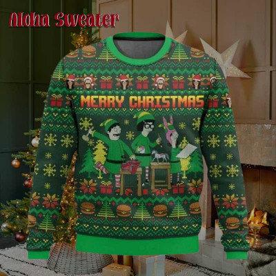 Elf Family Bob’s Burgers Ugly Christmas Sweater: 