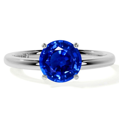 Cyber Monday Sale  Limited Offer: Natural Blue Sapphire Round Solitaire Ring: 