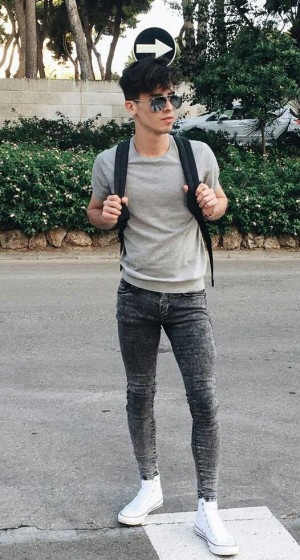 Outfit inspiration skinny boy style luggage and bags, slim-fit pants: 