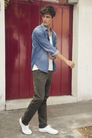Denim tshirt and shirt combination: 