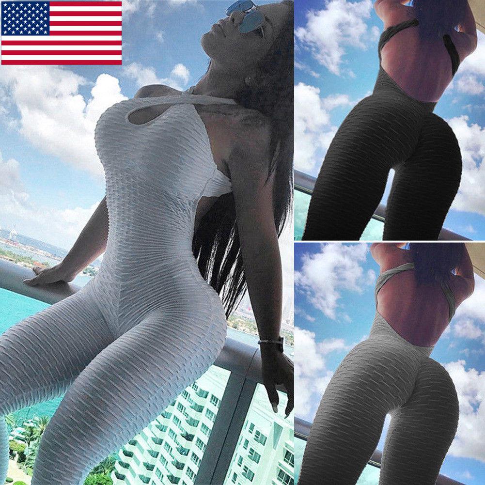Fashion Women Sport Yoga Gym Rompers Suit Fitness Workout Jumpsuit Bodysuits USA