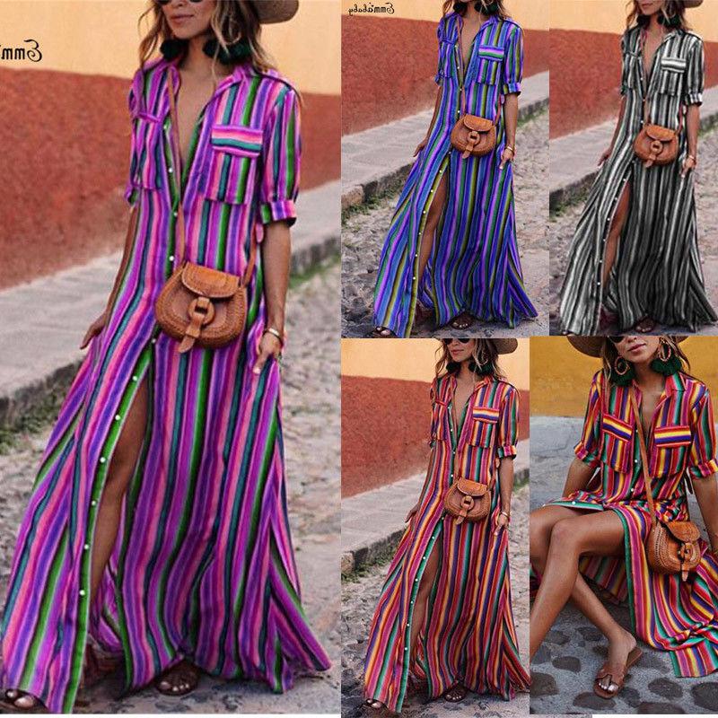 Maxi vestido largo para mujer, vacaciones, verano, fiesta de noche, playa, vestido de tirantes derramado: vestido de vacaciones,  Trajes de fiesta de talla grande  