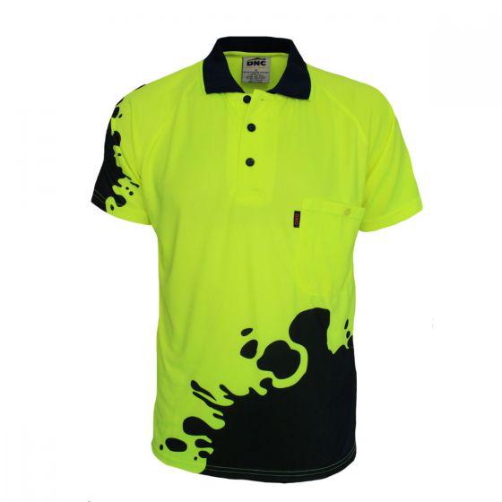 DNS WORKWEAR Hi Vis Sublimated Blot Polo 3567: camisa polo  