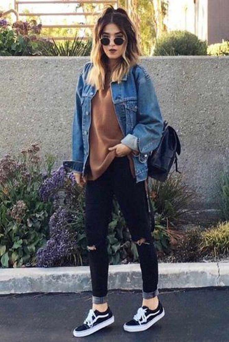 35 Best School Outfit Ideas for Teen Girls for This Winter Jeans Outfit Ideas - Denim Outfits 2019: School Outfit,  Jeans Outfit,  Jeans Outfit Ideas,  Denim Outfits,  Black Denim  