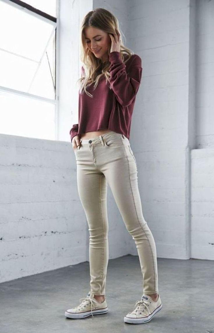 Outfit With Khakis. Casual outfits Slim-fit pants, Casual wear: Low-Rise Pants,  Girls Work Outfit  
