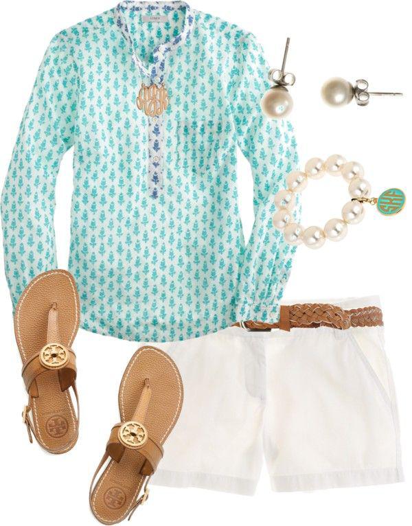 Ropa casual de verano de Polyvore, escote redondo: Cuello redondo,  Trajes de verano de Polyvore  