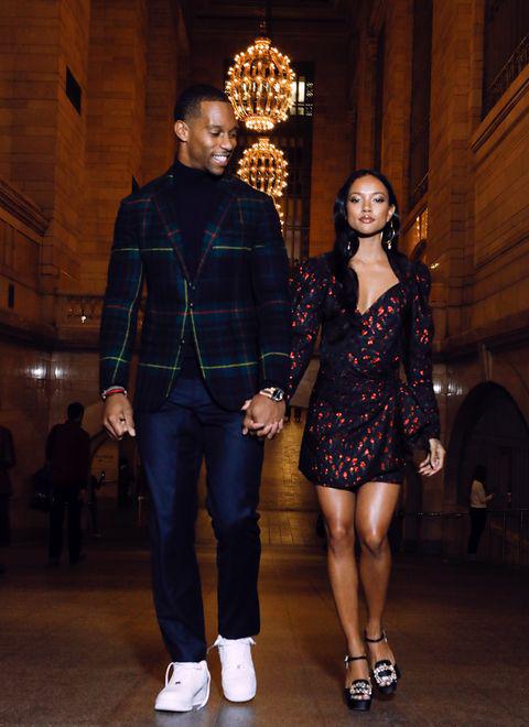 Wedding Outfits Karrueche Tran & Victor Cruz: New York,  Black Couple Wedding Outfits,  Blair Waldorf  