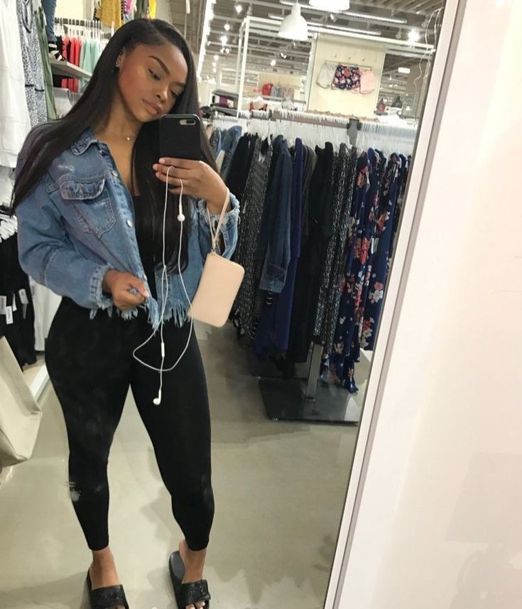 Trajes de invierno de niña negra: Chaqueta de mezclilla  
