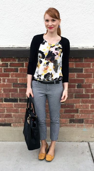 Black cardigan work outfit for teacher: Informal wear,  Capri pants,  Teachers Outfits  
