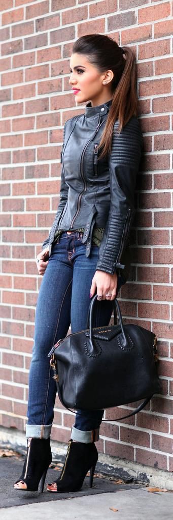 Inspiraciones de atuendos de moda estilo rock: Chaqueta de cuero,  Camila Coelho,  estilo punk  