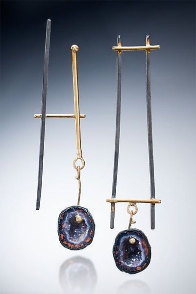 Ideas de pendientes asimétricos, mini pendientes cuadrados, oro/plata/piedra: Pendientes  